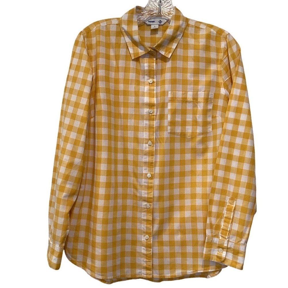 Old Navy Yellow Gingham Button Down Shirt  "The Classic Shirt" - Medium